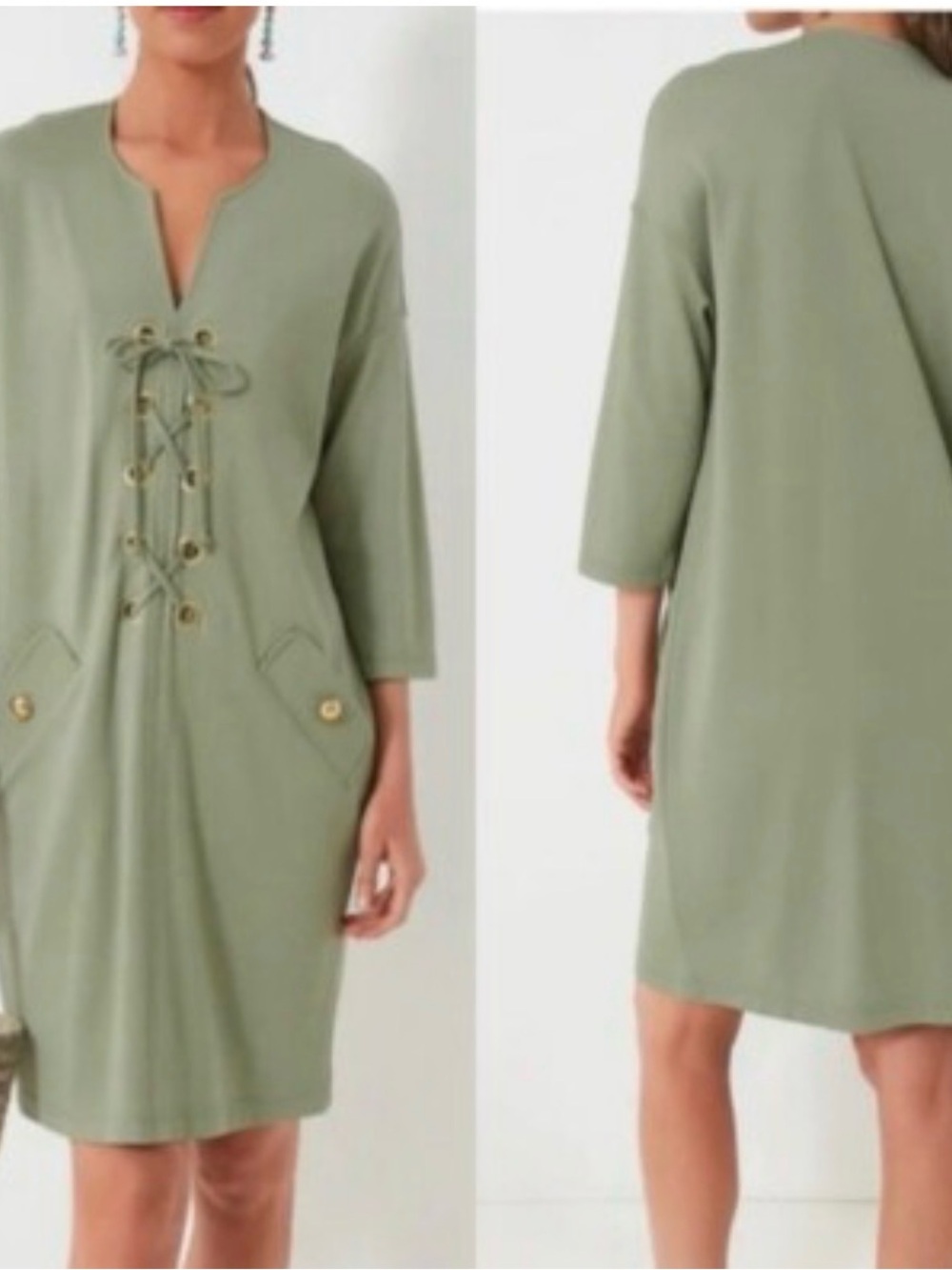 Tuckernuck Ellington Sage Green Lace-Up Dress